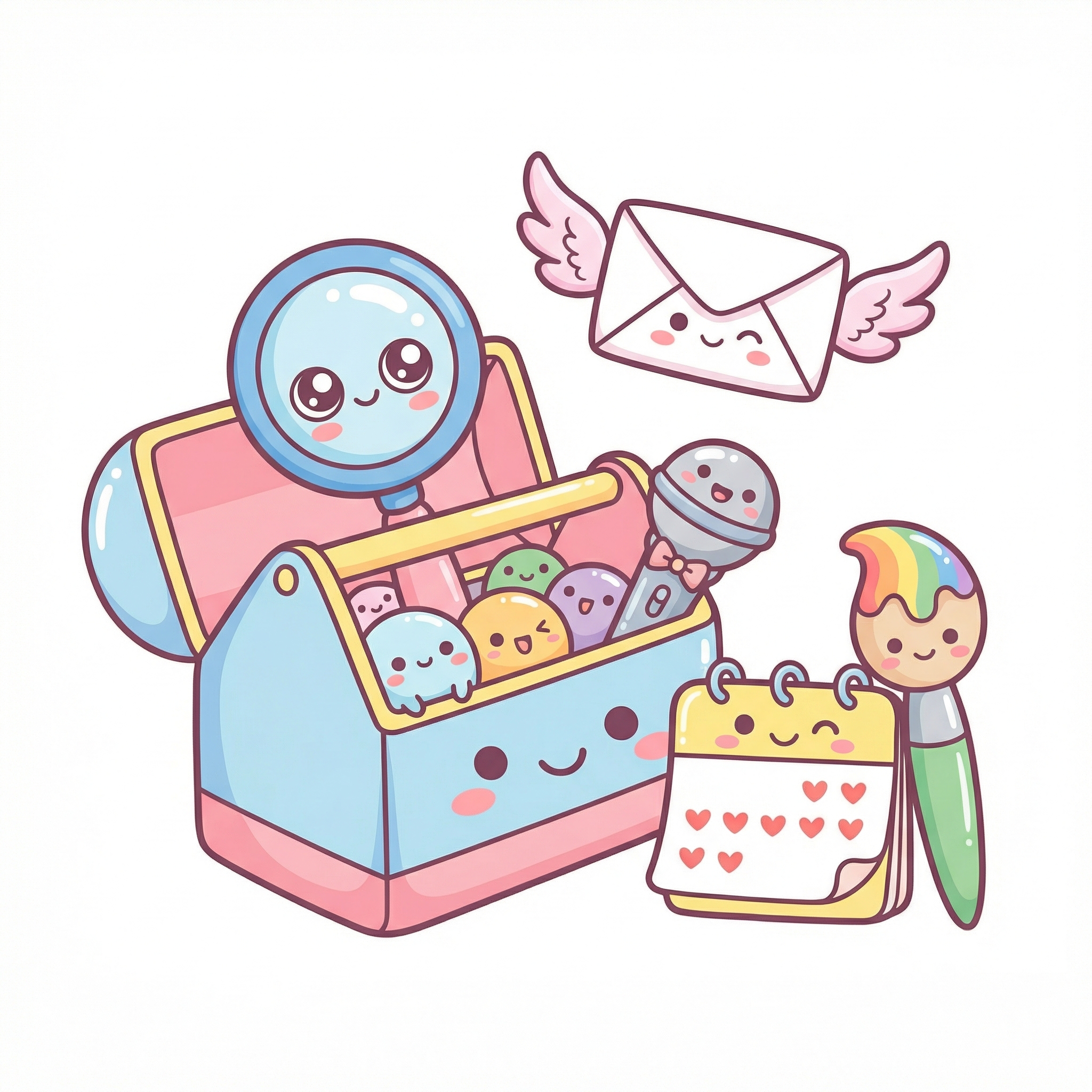Cute toolbox with tool characters