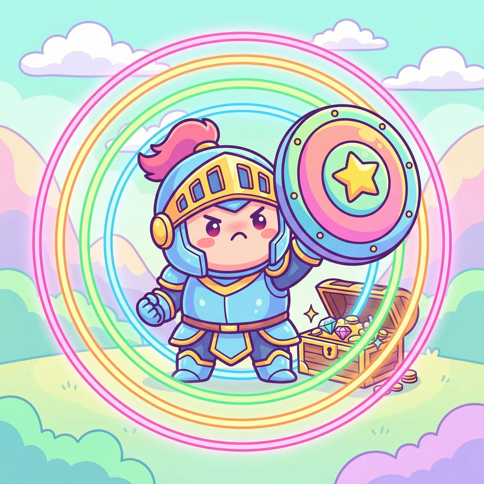 Chibi shield knight guarding